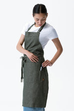 Utility Olive Natural Bib Apron