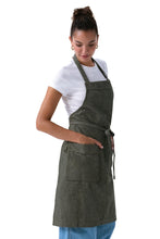 Utility Olive Natural Bib Apron