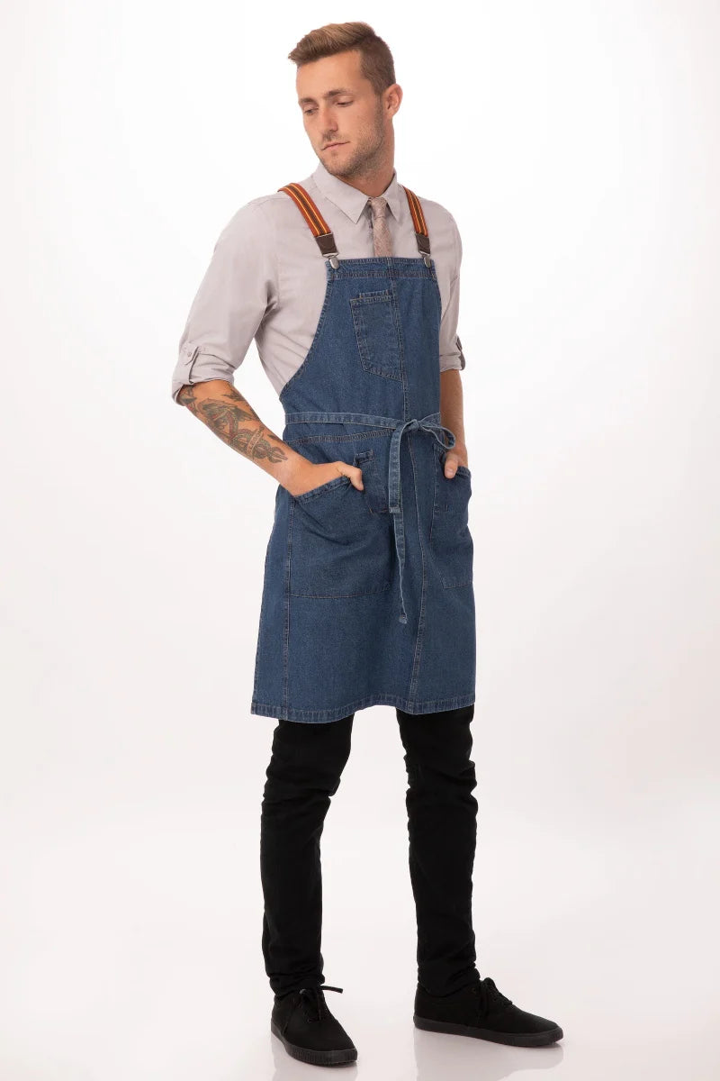 Berkeley Medium Blue Denim Bib Snap Apron – ApronWarehouse