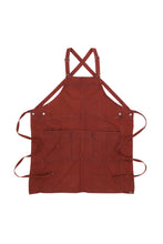 Uptown Cross-Back Red-Navy Bib Apron