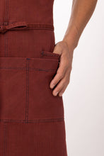 Uptown Cross-Back Red-Navy Bib Apron