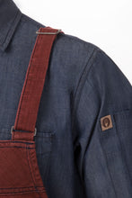 Uptown Cross-Back Red-Navy Bib Apron