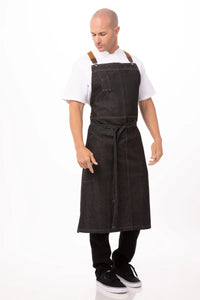 Berkeley Black Denim Chef's Bib Snap Apron