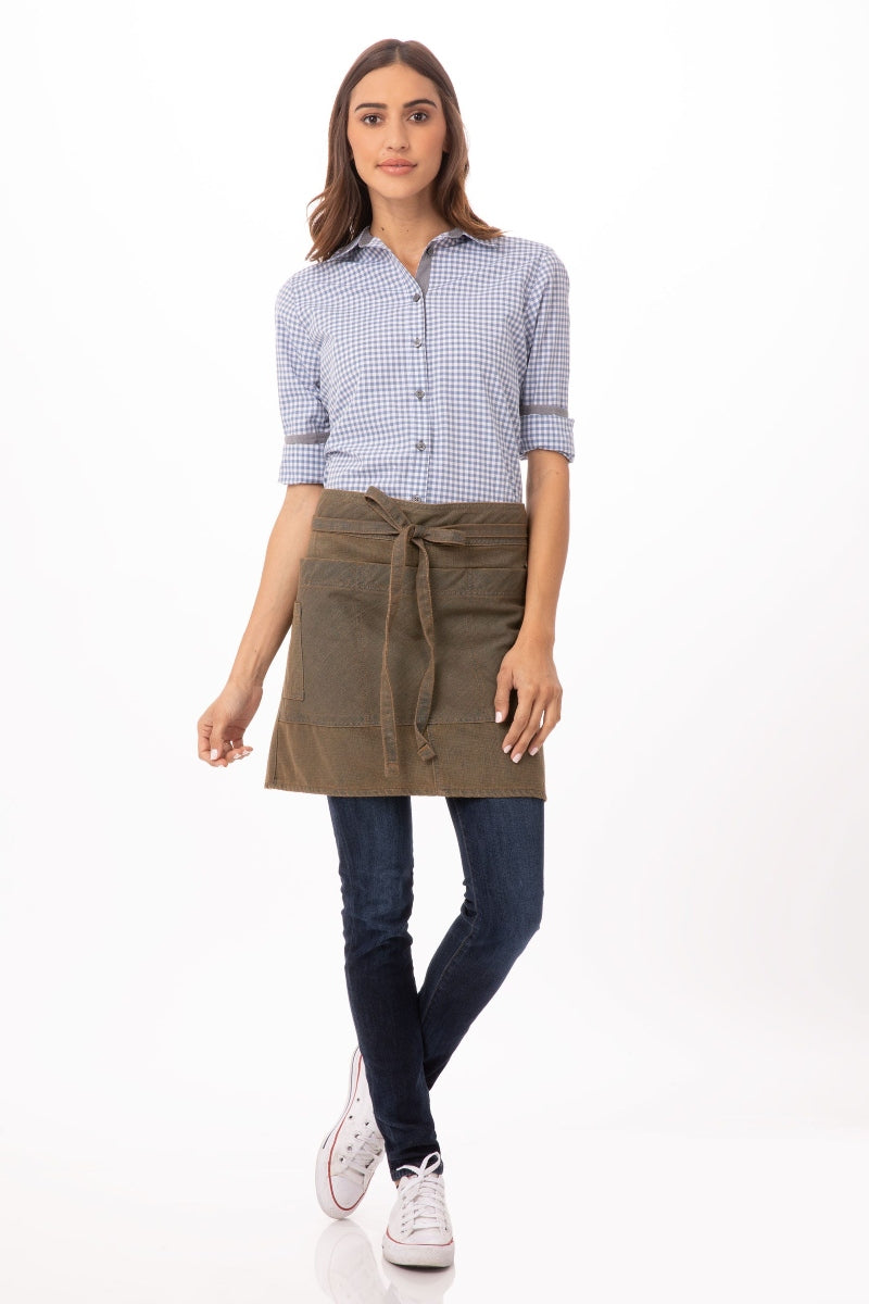 Uptown Blue-Taupe Half Bistro Apron