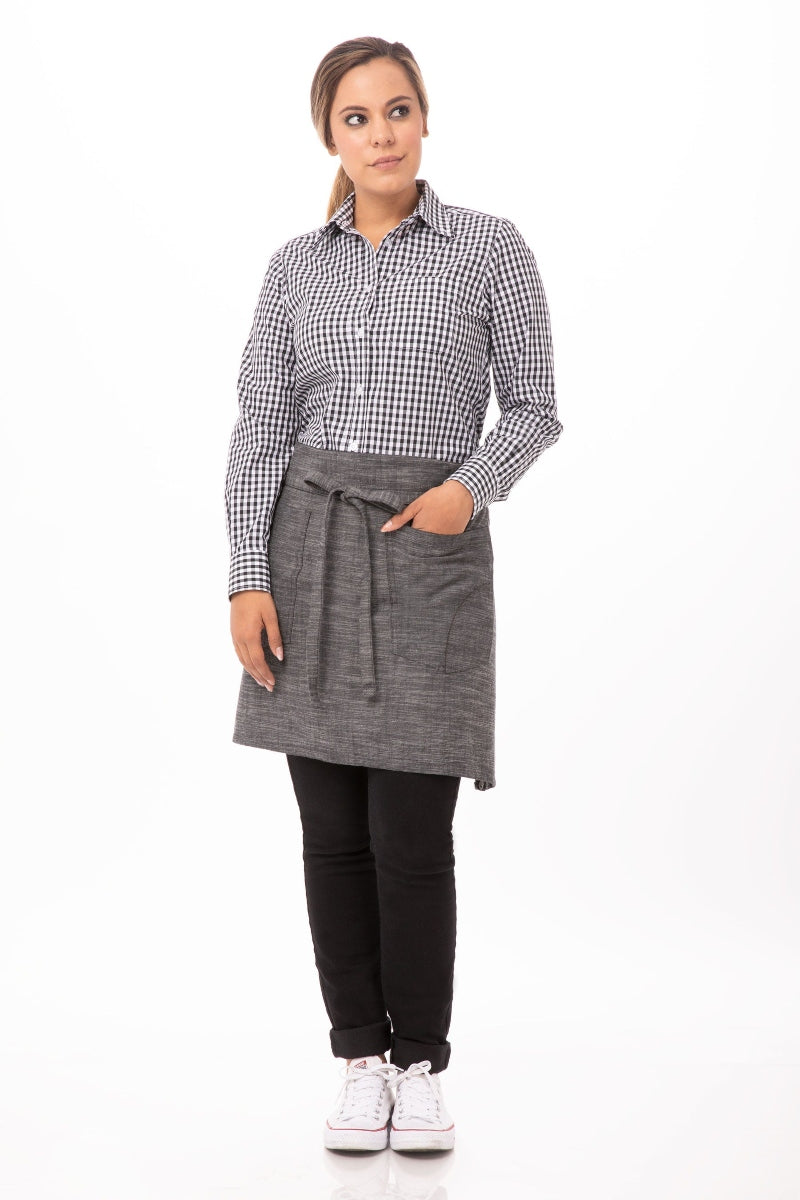 Corvallis Black & Steel Grey Half Bistro Apron