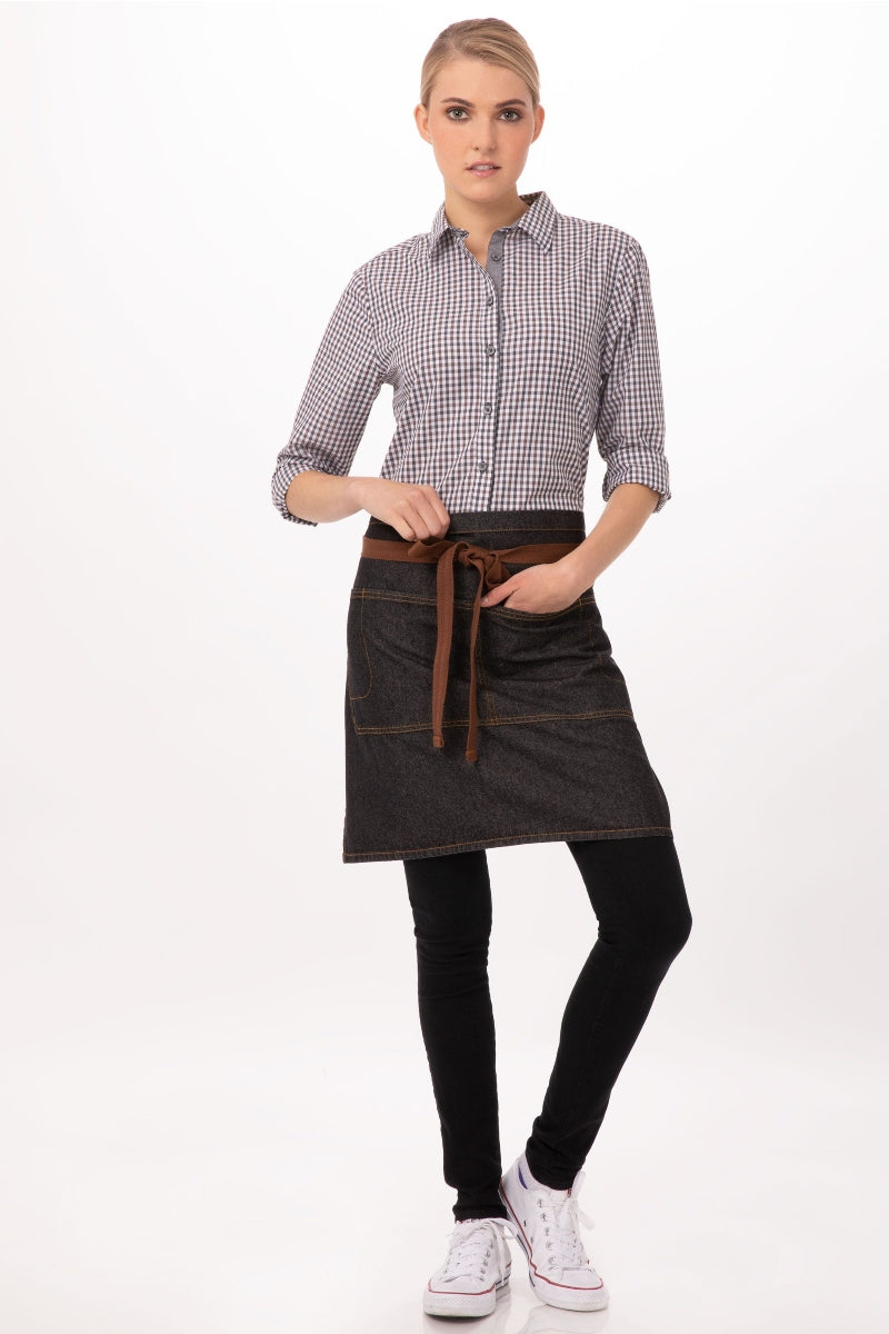 Memphis Black Denim Half Bistro Apron