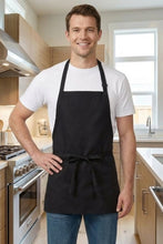 Fame Black Bib Adjustable Apron (3 Pockets)