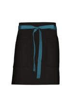 Chef Works Pacific Teal Lockharte Black Canvas Half Bistro Apron
