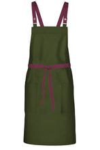 Chef Works Merlot Lockharte Military Green Crossback Canvas Bib Apron