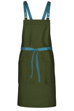Chef Works Pacific Teal Lockharte Military Green Crossback Canvas Bib Apron