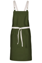 Chef Works Ecru Lockharte Military Green Crossback Canvas Bib Apron