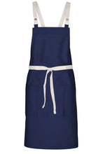 Chef Works Ecru Lockharte Dark Navy Crossback Canvas Bib Apron