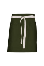 Chef Works Ecru Lockharte Military Green Canvas Half Bistro Apron