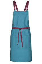 Chef Works Merlot Lockharte Pacific Teal Crossback Canvas Bib Apron