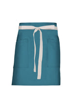 Chef Works Ecru Lockharte Pacific Teal Canvas Half Bistro Apron