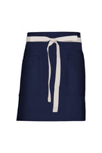 Chef Works Ecru Lockharte Dark Navy Canvas Half Bistro Apron