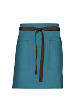 Chef Works Espresso Lockharte Pacific Teal Canvas Half Bistro Apron
