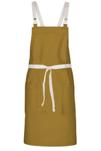 Chef Works Ecru Lockharte Mustard Crossback Canvas Bib Apron