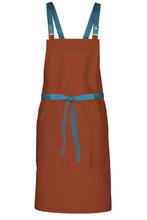 Chef Works Pacific Teal Lockharte Rust Crossback Canvas Bib Apron