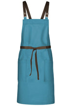 Chef Works Espresso Lockharte Pacific Teal Crossback Canvas Bib Apron
