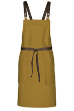 Chef Works Espresso Lockharte Mustard Crossback Canvas Bib Apron