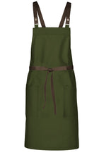 Chef Works Espresso Lockharte Military Green Crossback Canvas Bib Apron