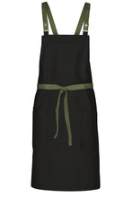 Chef Works Military Green Lockharte Black Crossback Canvas Bib Apron