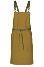 Chef Works Military Green Lockharte Mustard Crossback Canvas Bib Apron