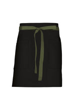 Chef Works Military Green Lockharte Black Canvas Half Bistro Apron