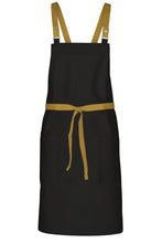 Chef Works Mustard Lockharte Black Crossback Canvas Bib Apron