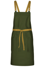 Chef Works Mustard Lockharte Military Green Crossback Canvas Bib Apron