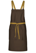 Chef Works Mustard Lockharte Espresso Crossback Canvas Bib Apron
