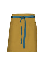 Chef Works Pacific Teal Lockharte Mustard Canvas Half Bistro Apron