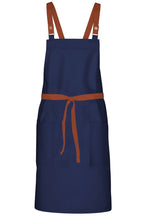 Chef Works Rust Lockharte Dark Navy Crossback Canvas Bib Apron