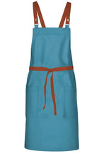 Chef Works Rust Lockharte Pacific Teal Crossback Canvas Bib Apron