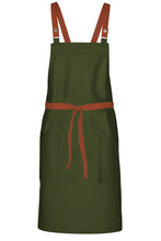 Chef Works Rust Lockharte Military Green Crossback Canvas Bib Apron