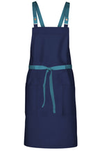 Chef Works Pacific Teal Lockharte Dark Navy Crossback Canvas Bib Apron