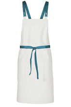 Chef Works Pacific Teal Lockharte Ecru Crossback Canvas Bib Apron