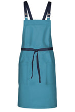 Chef Works Dark Navy Lockharte Pacific Teal Crossback Canvas Bib Apron
