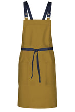 Chef Works Dark Navy Lockharte Mustard Crossback Canvas Bib Apron