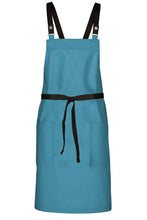 Chef Works Black Lockharte Pacific Teal Crossback Canvas Bib Apron