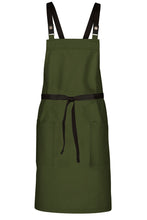 Chef Works Black Lockharte Military Green Crossback Canvas Bib Apron