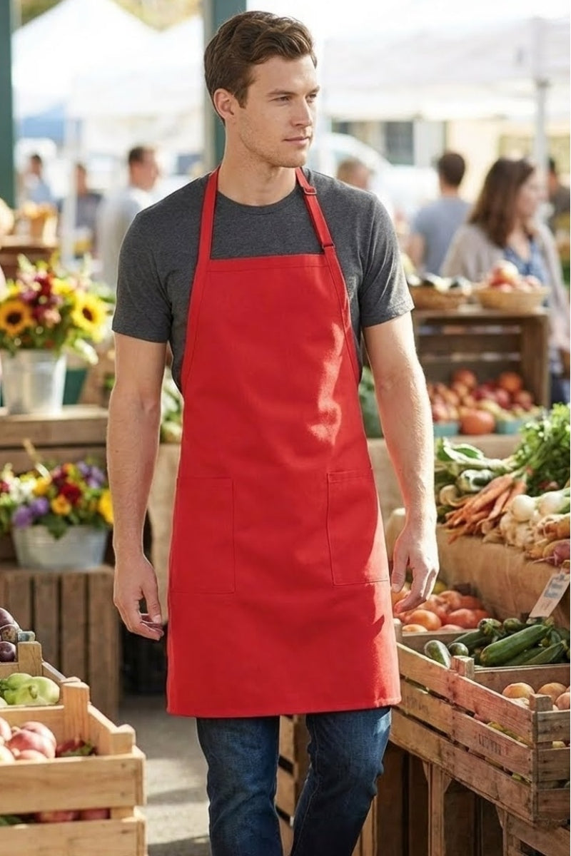 【新品未使用】 FORME 2026TEAM APRON レッド Red Bib Adjustable Apron (2-Patch Pockets) – ApronWarehouse