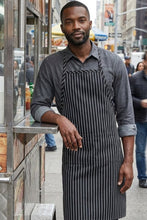 Fame Black & White Chalk Stripe Butcher Adjustable Apron (2 Pockets)