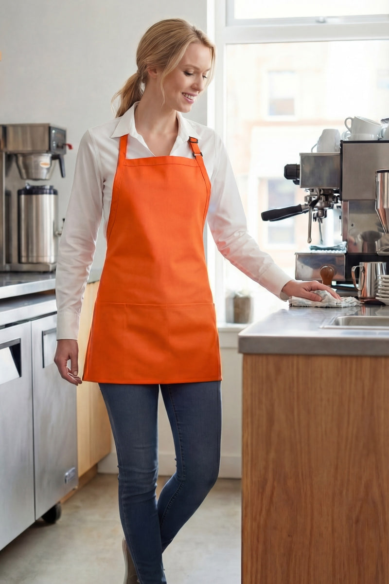 Orange Bib Adjustable Apron (3 Pockets) – ApronWarehouse