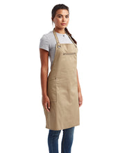 Khaki ‘Barley’ Sustainable Bib Apron (3 Pockets)