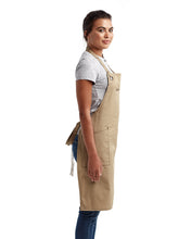 Khaki ‘Barley’ Sustainable Bib Apron (3 Pockets)