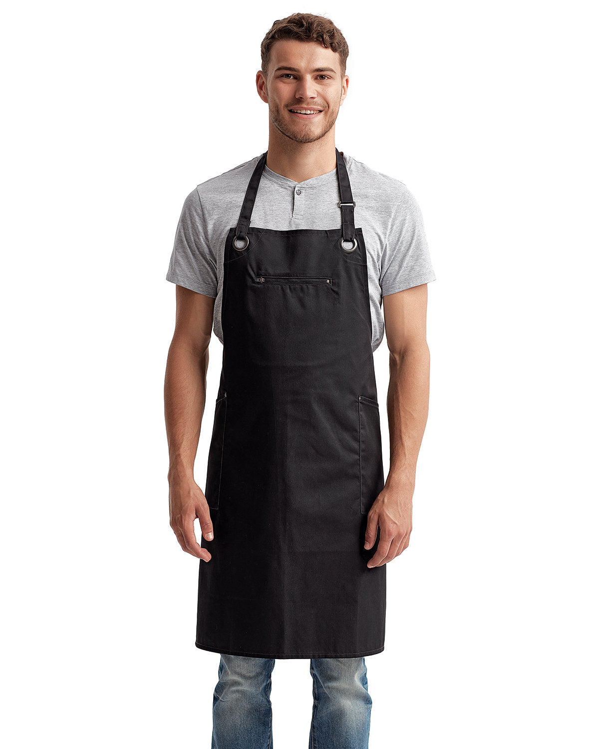 Black ‘Barley’ Sustainable Bib Apron (3 Pockets)