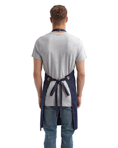 Navy ‘Barley’ Sustainable Bib Apron (3 Pockets)