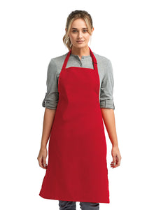 Red Sustainable Bib Apron (No Pockets)